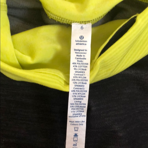 Black Heathered lululemon capris with yellow band - Picture 3 of 3